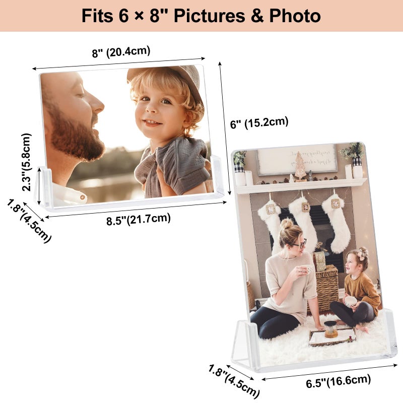 بوكسالات إطارات صور أكريليك من Boxalls مقاس 6 × 8 مع حامل قاعدة شفاف، إطار صور بدون إطار لسطح الطاولة أو شاشة سطح المكتب (أفقي + عمودي) - Image 4